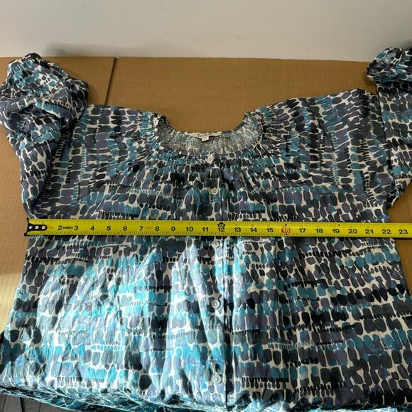 Tucker Silk Blend 3/4 Sleeve Button Down Belted Midi Dress Blue - Picture 9 of 12
